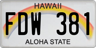 HI license plate FDW381
