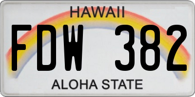 HI license plate FDW382