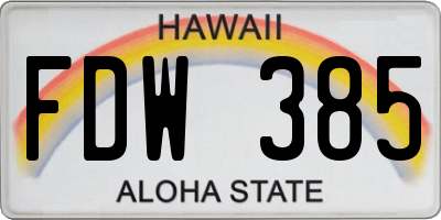 HI license plate FDW385