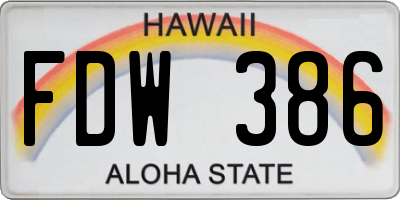 HI license plate FDW386