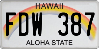 HI license plate FDW387