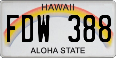 HI license plate FDW388