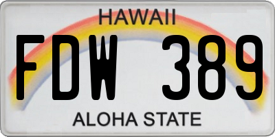 HI license plate FDW389