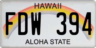 HI license plate FDW394