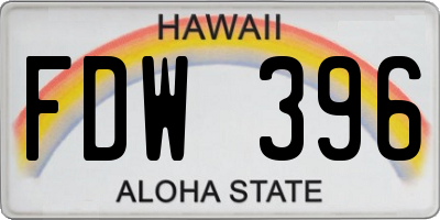 HI license plate FDW396