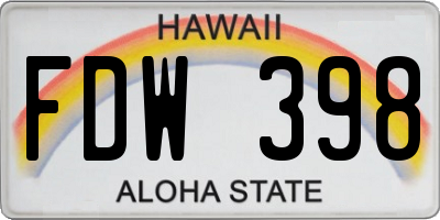 HI license plate FDW398
