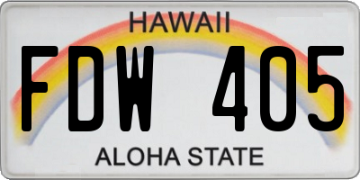 HI license plate FDW405