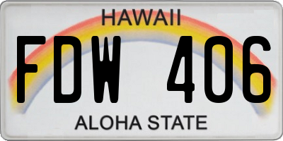 HI license plate FDW406