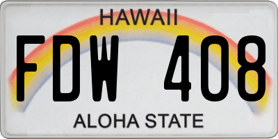 HI license plate FDW408
