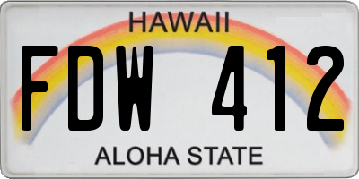HI license plate FDW412