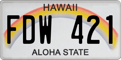 HI license plate FDW421
