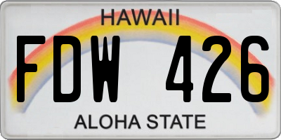 HI license plate FDW426