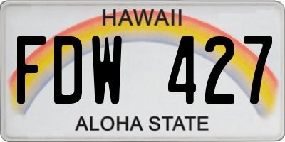HI license plate FDW427