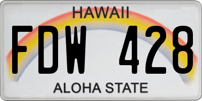 HI license plate FDW428