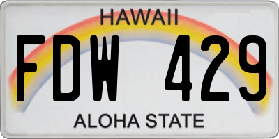 HI license plate FDW429