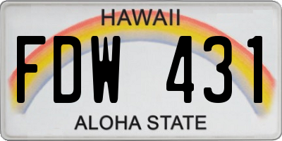 HI license plate FDW431