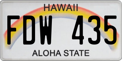 HI license plate FDW435