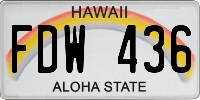 HI license plate FDW436