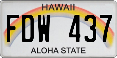 HI license plate FDW437