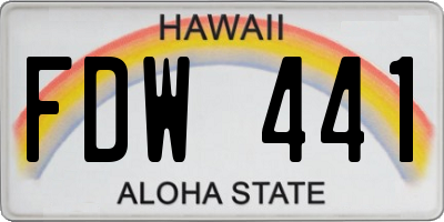 HI license plate FDW441