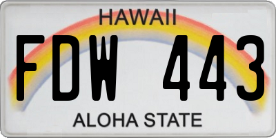 HI license plate FDW443