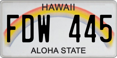 HI license plate FDW445
