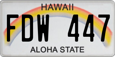 HI license plate FDW447