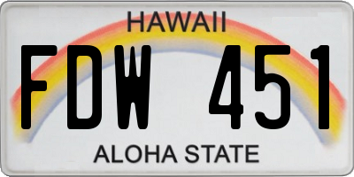 HI license plate FDW451