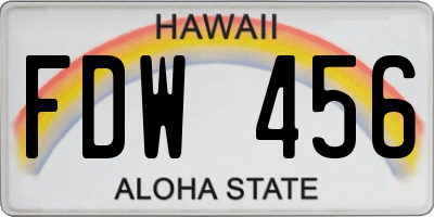HI license plate FDW456
