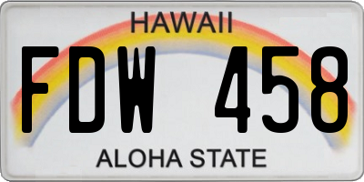 HI license plate FDW458