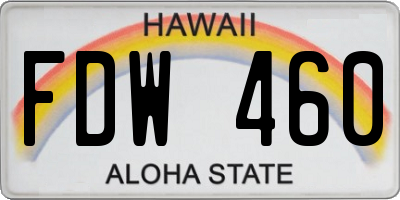HI license plate FDW460