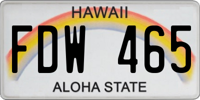 HI license plate FDW465