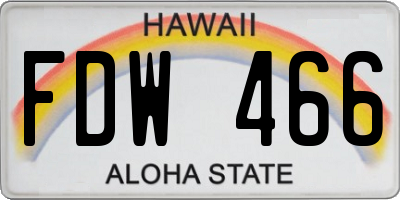 HI license plate FDW466