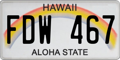 HI license plate FDW467