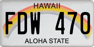 HI license plate FDW470