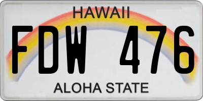 HI license plate FDW476