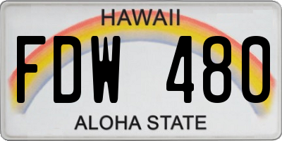 HI license plate FDW480