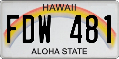 HI license plate FDW481