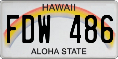 HI license plate FDW486
