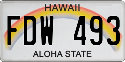 HI license plate FDW493