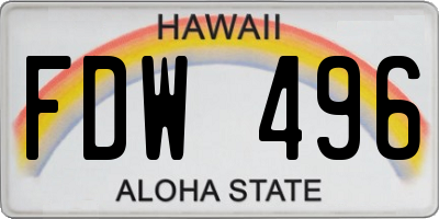 HI license plate FDW496