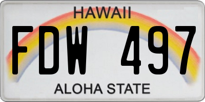 HI license plate FDW497