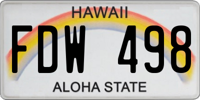HI license plate FDW498