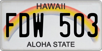 HI license plate FDW503