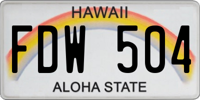 HI license plate FDW504