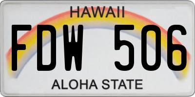 HI license plate FDW506
