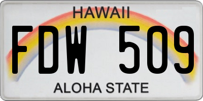 HI license plate FDW509