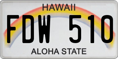 HI license plate FDW510