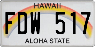 HI license plate FDW517