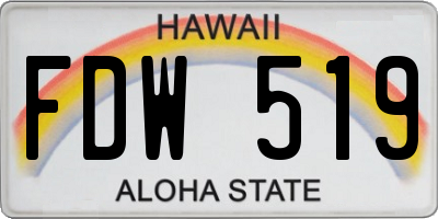HI license plate FDW519
